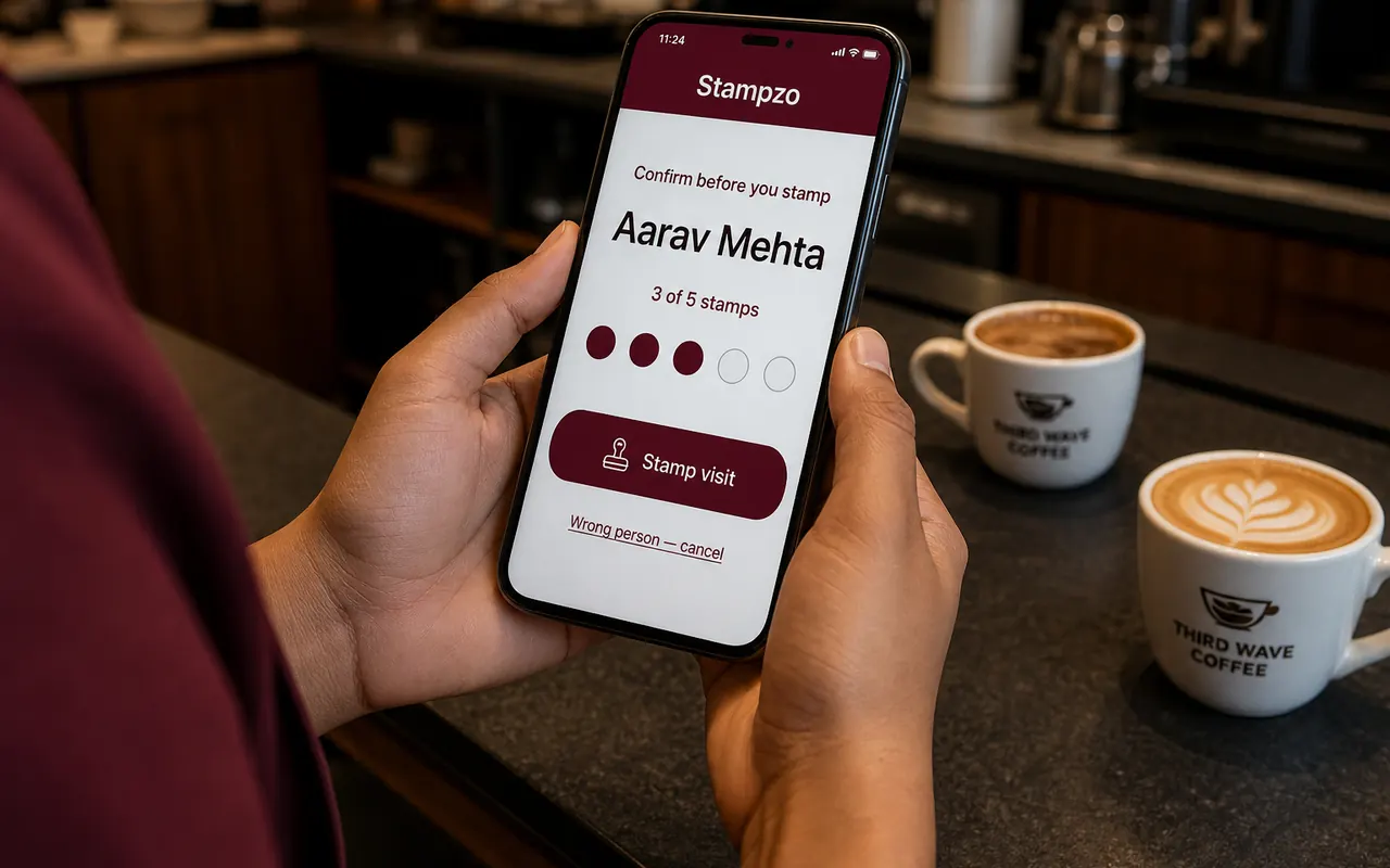 Staff at the counter using Stampzo
